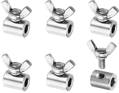 PATIKIL Morsetto per Cavo 6mm Foro Filo Corda Mollette, 6pz Morsetto per Cavi in Acciaio Inox 304 Mano Intrecciato Filo Morsetti Elementi fissaggio Viti per Acciaio Filo, Argento