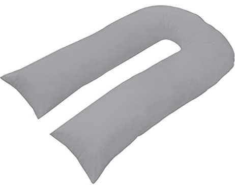 CHILIMILII 12Ft U Shape Grey Pillow Cover Case Only- Polycotton U-Pillow Covers for Allergenic, Maternity, Nursing & Pregnancy Full Body Support-Protection from Anti Dust Mite & Anti Allergey
