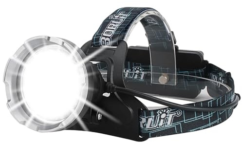 BORUIT Stirnlampe LED Wiederaufladbar USB-C, 2000 Lumen LED Taschenlampe Extrem Hell mit SOS-Pfeife, 4 Lichtmodi & 90° Einstellbar, IPX5 Wasserdichte kopflampe für Camping Joggen Angeln