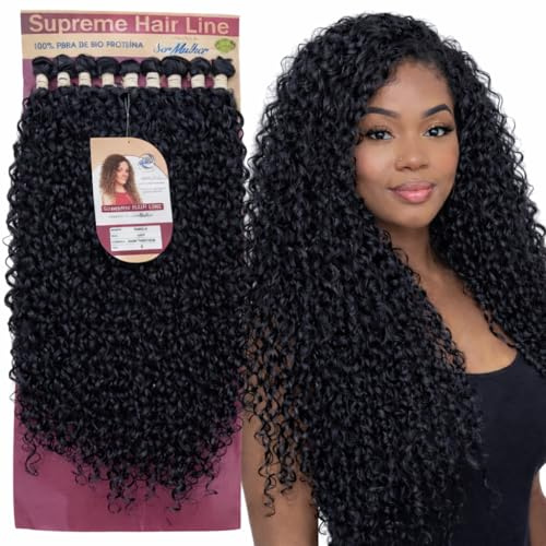Extension Capelli Ricci Lunghi 75cm - Set 9 Pezzi 330g in Bioproteina – Look Naturale Voluminoso Ondulato – Scalatura Professionale 65/70/75cm - Effetto Riccio (Natural Black), PAMELA