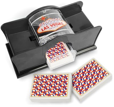 Wowlela Manueller Kartenmischer für 1-2 Decks, Kartenmischmaschine mit Kartenhaltern, Einfaches Handkurbelsystem, Casino Kartenmischer Manuelles Mischgerät für Blackjack/Poker/Texas Hold Em,Schwarz