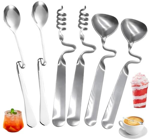 Snowtain Hochwertigem Honig-/Marmeladenlöffelset, 6 Pcs Hängender Marmelade Löffel, Edelstahl Langer Griff Honiglöffel, Geeignet für Marmelade, Sirup, Joghurt, Melasse