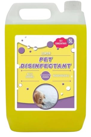 Dunnet Tools 5L Pet Stain And Odour Remover Disinfectant Floor Cleaner Safe For Pets Lemon Scented Pet Odour Eliminator Kennel Disinfectant And Deodoriser Floor Cleaner Liquid