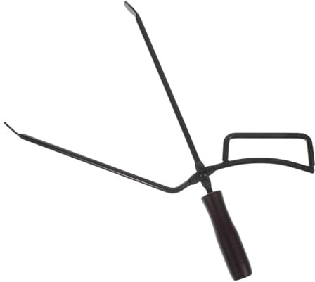 HANABASS Ergonomischer Grillzangen Mit Holzgriff Hochwertiger Barbecue Clip Für Sicheres Und Hinzufügen Von Kohlen Und Feuerholz Zu Grill Und Kamin Für Outdoor-aktivitäten