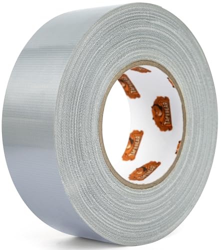 TAPEBEAR Ruban Adhésif Toilé 48mm x 32m, Argent Gris Heavy Duty Duct Tape