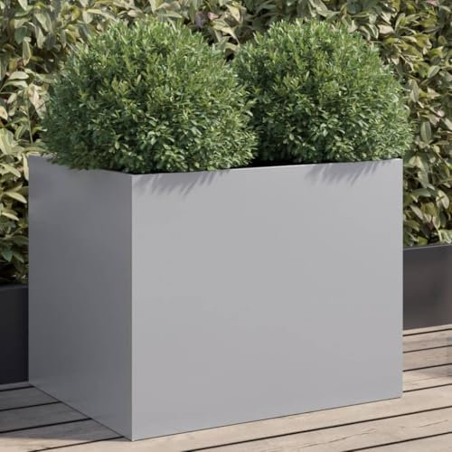 CKioict Porta piante da interno Vasi alti da esterno Fioriere da esterno grandi Fioriera Argento 62x47x46 cm in Acciaio Zincato Per Piante,Fiori,Frutta e Verdura