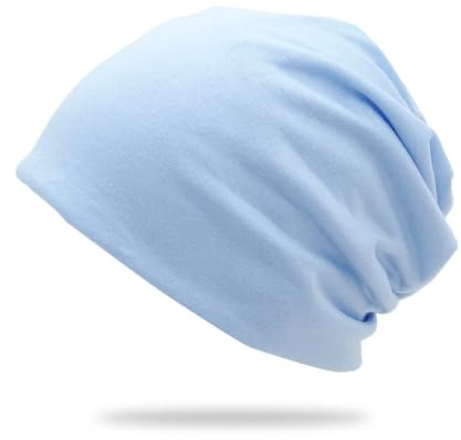 Slouchy beanie-mössa, kemo-huvudbonader, tunna och lätta jerseymössor, unisex vinter, sommarhattar, löpmössa, elastisk mjuk jerseymössa, hip-hop-keps, tröja, hatt för män kvinnor, ljusblå