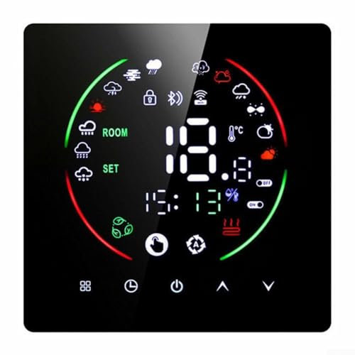 Thermostat de chauffage au sol intelligent WiFi programmable pour Tuya WiFi Smart LCD Thermostat Contrôleur de chaudière eau/chauffage/gaz avec affichage de l'humidité et de la météo, pour Alexa (16