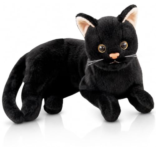 QWEPU Schwarze Katze Plüschtier,Katze Kuscheltier,Katze Puppe Gefüllte Lebensechte Katze Plüschtier Spielzeug Für Heimdekoration, Fotografie-Requisiten,30CM