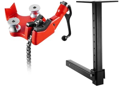 VEVOR Étau à Chaîne d'Établi à Vis de Tuyaux 3,175-127 mm avec Chaîne Robuste 660 mm, Base en Fonte, Support de Plaque d'Étau Attelage, Hauteur Réglable sur 9 Niveaux, Convient aux Récepteurs 50x50 mm
