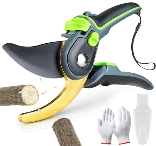 YSYONBOE Sécateur de Jardin Professionnel, Ciseaux Jardinage Plante en Titane avec Lame SK5, Ciseaux à Fleurs, Diamètre de Coupe 35 mm, Cisailles à Plantes pour Branche, Fleur et Fruits, Broussailles