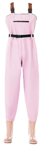 Aikelai PVC Insulated Chest Waders for Women/Girl,Waterproof Duck Hunting Fishing Waders,Womens Fishing Wader with Boots (pink, 9)