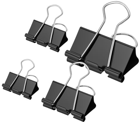 OWLKELA 120 Pezzi Clip Fermacarte, 15/19/25/32mm Clip Fogli di Carta, Nero Clips per Raccoglitori, Metallo Fermafogli per Ufficio, Scuola e Casa