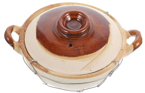 POPETPOP Olla para Guisar de Barro con Asa, 0,5 L, Adecuado para Sopas y Fideos, Transferencia de Calor, Fabricada con Tecnología de Moldeo Monolítico, Uso Doméstico en Cocina