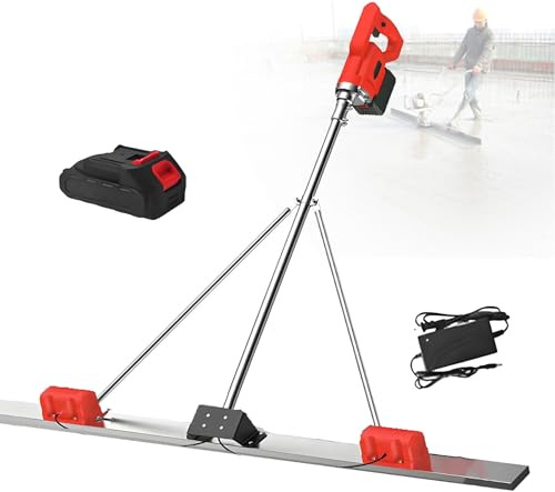 Machine Vibrante Pour Chape En BéTon - Vibrateur à Ciment Alimenté Par Batterie Avec RèGle De Nivellement, Pour Un Nivellement Et Un Compactage Efficaces,2mDualmotors-1battery