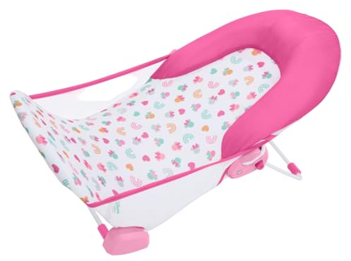 Disney Baby Minnie Maus Baby Badewannensitz von Bright Starts, Klappbarer 2-Positionen Baby Badesitz, verstellbare Stütze für Waschbecken oder Badewanne, Alter 0–6 Monate bis zu 9 kg