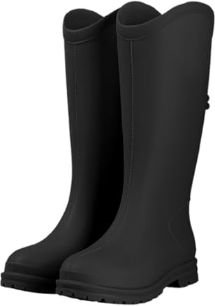 LCpddajlspig Galosce Donna,Stivali Pioggia Donna Alti di Gomma Boots Antiscivolo Tacco Basso Stivaletti Impermeabili Galosce Taglie Forti ​​Tinta Unita Outdoor per Giardino e Escursionismo Nere 38