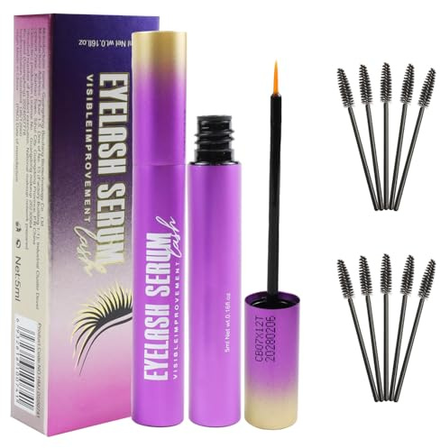 Horolas 5ml*2 Lash Booster Wimpernserum, Lash Serum Ohne Hormone mit 50 Augenbrauenbürstchen, Natürliches Wimpernserum, Ergänzen Sie die Wimpern mit Nährstoffen und fördern Sie das Wimpernwachstum
