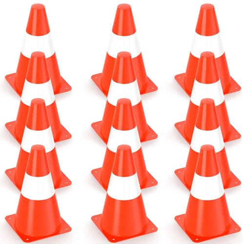Pylonen 23cm, 12 Stück Stapelbare Warnkegel, Verkehrshütchen Markierungskegel für Outdoor Aktivitäten und Festliche Veranstaltungen, Pylonen Kinder für Fußball, Sport & Hundetraining
