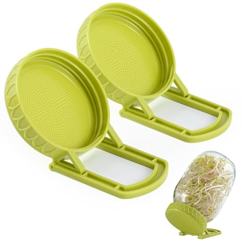 Sprossenglas Deckel mit Halter, 2er Set Keimdecke für Einmachgläser, BPA-frei Sieb Deckel für Sprossen Anzuchtset, Sprouting Lids mit Stand, Einfache Samenkeimung, Sprossenzuchtset, Sprossenmacher