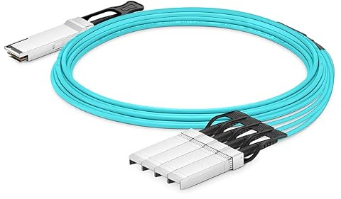 Elfcam - 5m Câble Optique Actif de Dérivation100G QSFP28 vers 4 x 25G SFP28, Compatible QSFP-4SFP25G-AOC5M