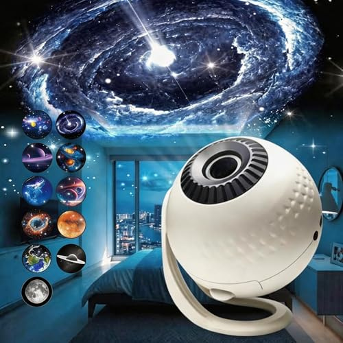 Galaxy Star Projector,5D Home Planetarium Night Light,With remote control | 12 HD Cosmic Discs,Bluetooth Speaker,Adjustable Zoom,Timer &3D 360° Rotational Projection,Nebula Lamp,Included remote control