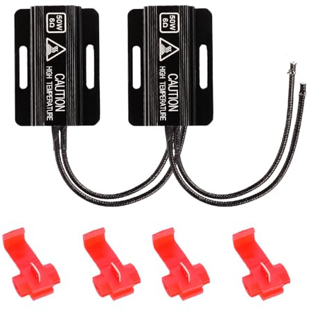 YUNPINGCAR 50W LED Load Resistor Kit 6RJ 12V Fix Hyper Flash for Car Turn Signal Light with Clips