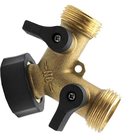 Homoyoyo Gartenschlauchverteiler 2 Wege Y Verbinder mit Absperrventilen Robust aus ABS Vernickeltem Material 1 Zoll für Gartenbewässerung und Autowäsche