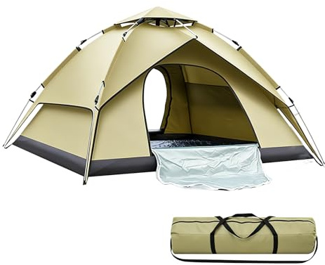 Tenda da campeggio pop up, 3-4 persone, automatico, istantaneo, doppio strato, impermeabile, protezione UV, tenda a cupola 10 secondi di installazione, con borsa per il trasporto, per campeggio