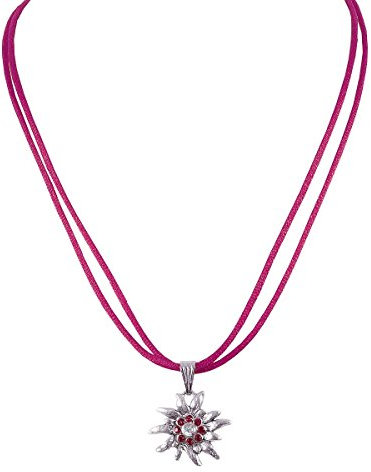 Moschen-Bayern Damen Trachtenkette Dirndlkette Edelweiß Rosa Pink