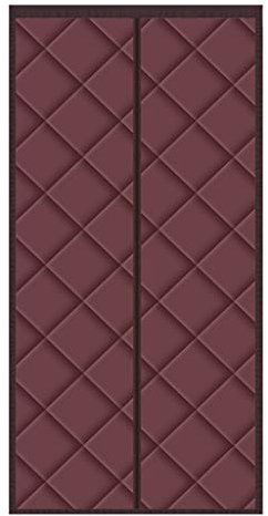 Warm Windproof Door Curtain, With Heavy Duty Air Conditioner Partition Curtain Folding Door Close Automaticlly, for French Doors, Greenhouse -Brown-80x220CM