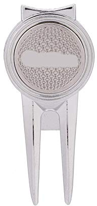 Vbestlife Divot-Werkzeuge, Zinklegierung Divot Repair Tool mit magnetischem Golfball Marker Zubehör(D103 Silber) Freizeitsport