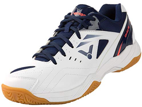 VICTOR SH-A170 Badmintonschuh, Squashschuh, Hallenschuh für jeden Bodenbelag, mehr Komfort und sicheren Halt/Unisex Weiß/Blau, 43 EU