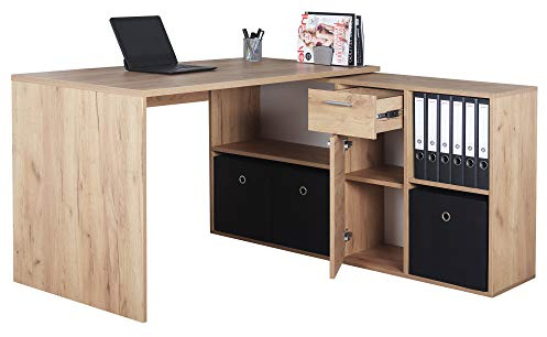 RICOO Eckschreibtisch Winkelschreibtisch 137x136x75 cm Ecktisch L-Form Groß Arbeitsplatz Eck Schreibtisch Arbeitszimmer WM081-EG Eiche Braun – Computertisch Gaming Tisch Arbeitstisch Bürotisch