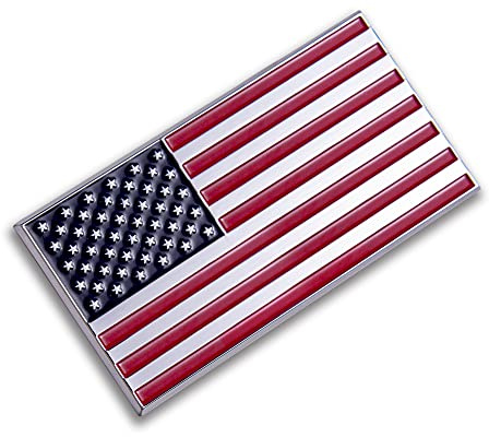 Patriot Accessories Red and Blue American Flag Metal Decal Auto Emblem