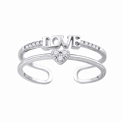 925 Sterling Silber Damen CZ Zirkonia Simulierter Diamant Verstellbarer Zehenring Schmuck Geschenke für Frauen – Ringgrößenoptionen Bereich: L bis R, Metall, Zirkonia