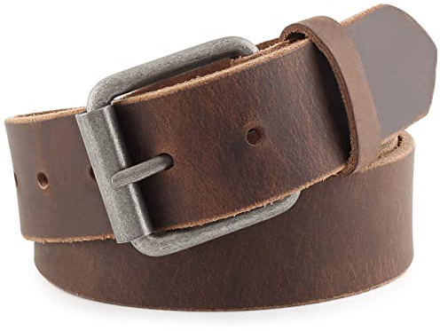 Men's Casual Full Grain Classic Leather Dress Belt For Jeans,1.5 Wide, USA,7-998,Distressed brown,size 36