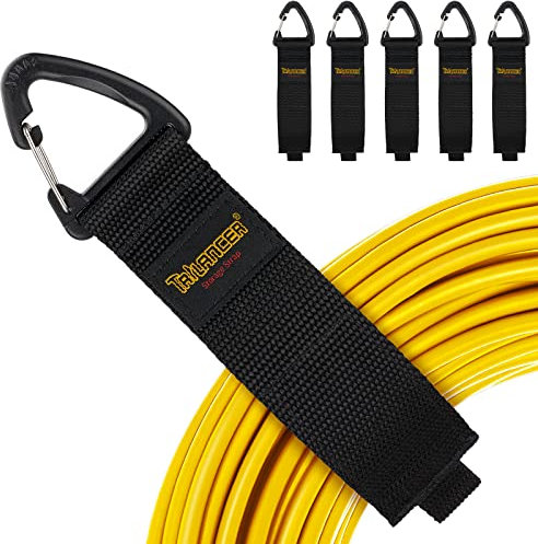 Heavy Duty Storage Straps(6-Pack), Trilancer Hook-and-Loop Cord Organizer and Hanger with Triangular Buckle for Cables, Wires, Rope, Hoses, Organization for Home, Garage or Workshop, Patent Design