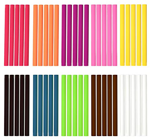 Gotetiso 50 Piezas Barras de Pegamento Termofusible Barras Silicona Caliente 7mm Mini Barras de Pegamento Termofusible Adhesivos Coloreados del Arma ​para Pistola de Pegamento Caliente