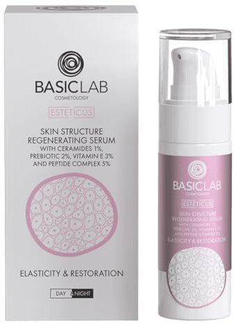 BasicLab 1% Ceramiden und 5% Peptidkomplex Gesichtsserum 30 ml, Gleichgewicht der Hydrolipidbarriere, Straffung und Feuchtigkeitsspende