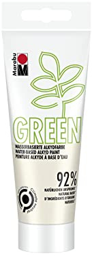 Marabu 14500050072 - GREEN LINE Alkyd-Farbe, cremeweiß, 100 ml Malfarbe auf Wasserbasis, klimaneutral, matt, lichtecht, wetterfest (nach 24h Durchtrocknung), 92 % aus natürlichen Rohstoffen