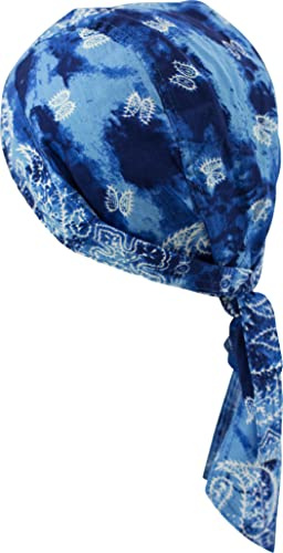 fashionchimp Zandana aus 100% Baumwolle, Bandana-Kopftuch, Bikertuch für Damen und Herren, Muster-Print (Batic-Blau)