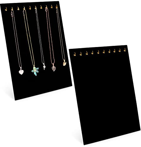 BELLE VOUS 2er Pack Schmuckständer Schwarz Samt für Ketten Aufbewahrung - Jewelry Organizer mit 10 Haken - Kettenständer Schmuck Organizers für Halsketten, Ohrringe & Andere Accessoires