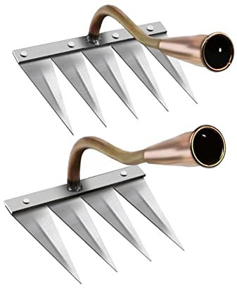 2Pc Houe Jardin Indispensable, Laiton 4 dents Laiton 5 dents