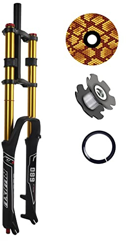 Fourche VTT Air 26 27.5 29 Pouces Frein À Disque Fourche Suspendue DH 1-1/8 Droit 1-1/2 Conique Voyage 135mm Réglage De L'amortissement Libération Rapide 2440g ( Color : Black Gold , Size : 26INCH )