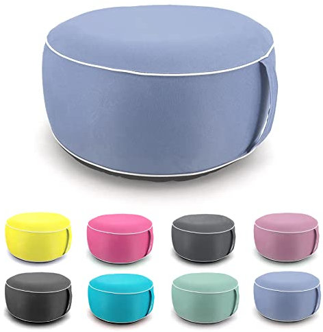 heimtexland ® Outdoor Pouf Sitzkissen Aufblasbar Garten Lounge Hocker Wetterfest Sitzsack Yoga Bodenkissen Typ841 Taupenblau