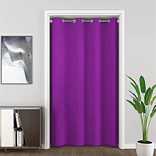 SK Studio Türvorhang Blickdicht Thermo Gardinen Vorhang mit Ösen Thermovorhang Kälteschut Wärmeisolierend Haustür für Tür Schrank Vorhang Violett, 150x240cm