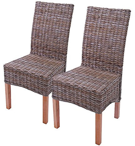 Mendler 2er-Set Esszimmerstuhl Korbstuhl Stuhl M44AM, Kubu-Rattan - ohne Sitzkissen