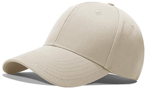 Favuit Baseballkeps män kvinnor, atletisk basebollkeps unisex keps justerbar enfärgad basebollkeps en storlek bomull solhatt för sport resor utomhus, Beige, one size
