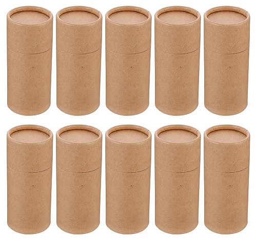 Operitacx Kraft Paper Cylinder Gift Boxes 10-Pack 5.28X2.28 Inch Round Tube Packaging for 100Ml Essential Oil Bottles Tea Storage and Incense Crafts